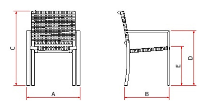 Silla Star con Brazo en Color Aluminio Fendi Cuerda Náutica Gris