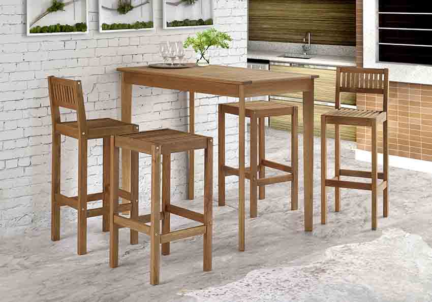 Banqueta Primavera com Encosto Madeira