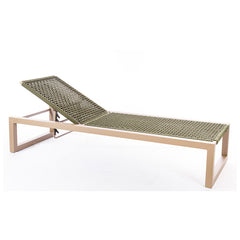 Sillón de aluminio dorado en color Fendi con cuerda náutica en verde musgo
