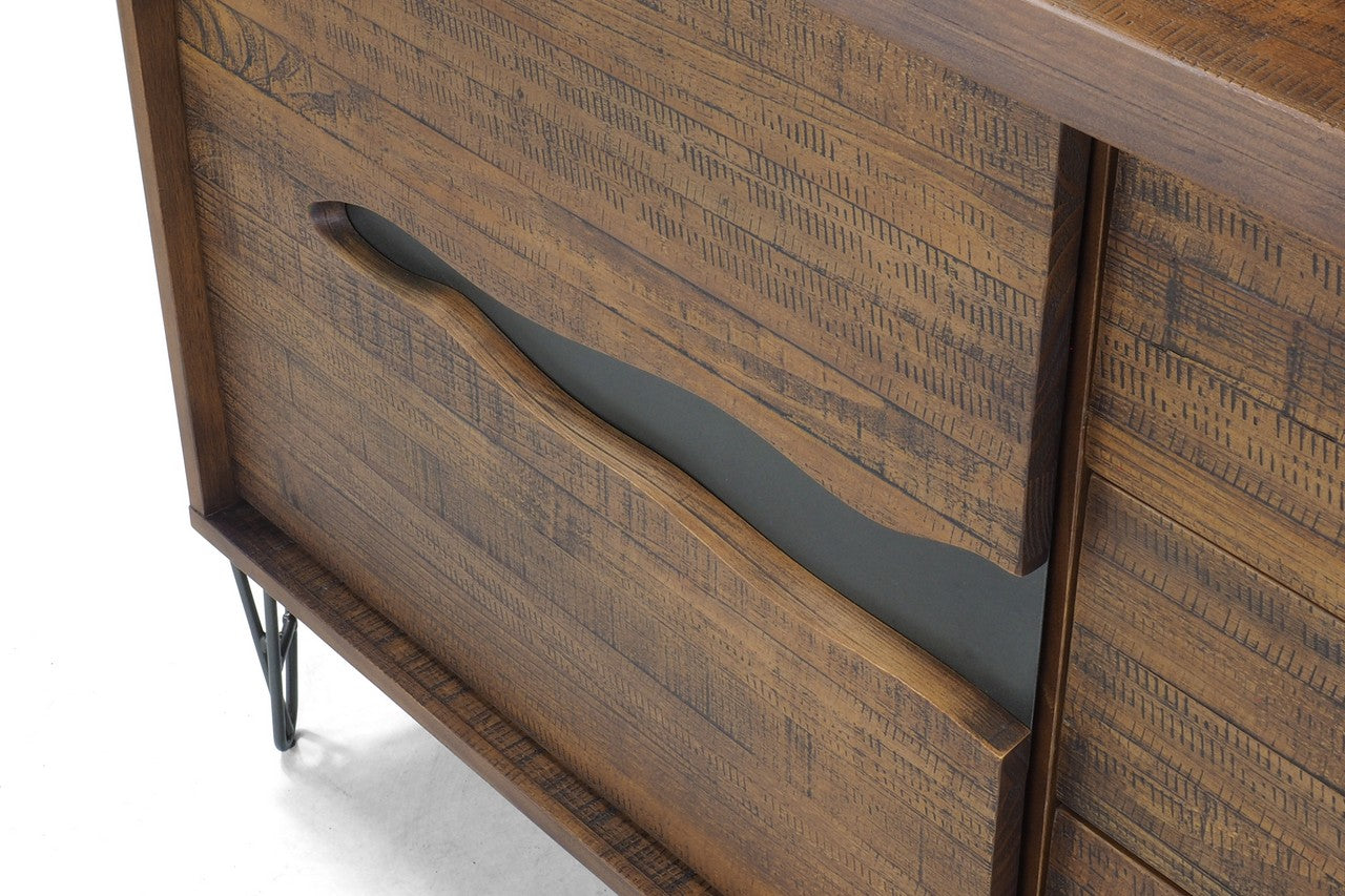 Mostrador Industrial Spin 88x152x46cm Madera Maciza y Hierro