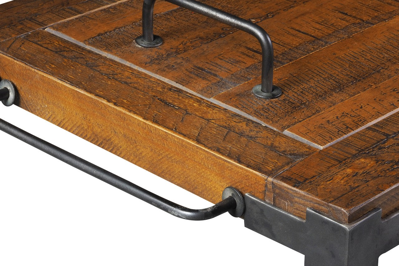 Carro de barra de metal y madera maciza Lenox