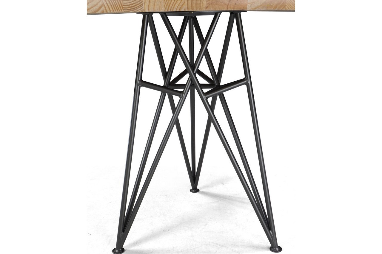 Mesa redonda industrial Newport de madera maciza y metal de 110 cm - 4 plazas