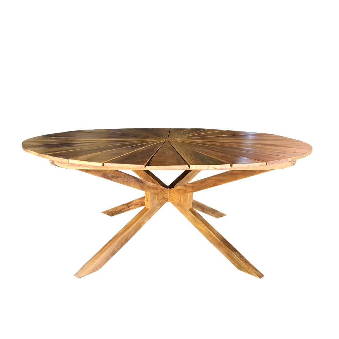 Mesa de Jantar Redonda 180cm Tampo Nápoles Base X Madeira Maciça - 8 Lugares