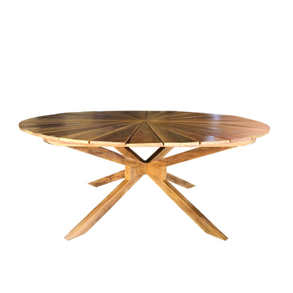 Mesa de Jantar Redonda 180cm Tampo Nápoles Base X Madeira Maciça - 8 Lugares