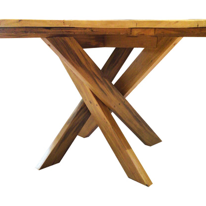 Mesa de Jantar Redonda 180cm Tampo Nápoles Base Cruzada Madeira Maciça - 8 Lugares