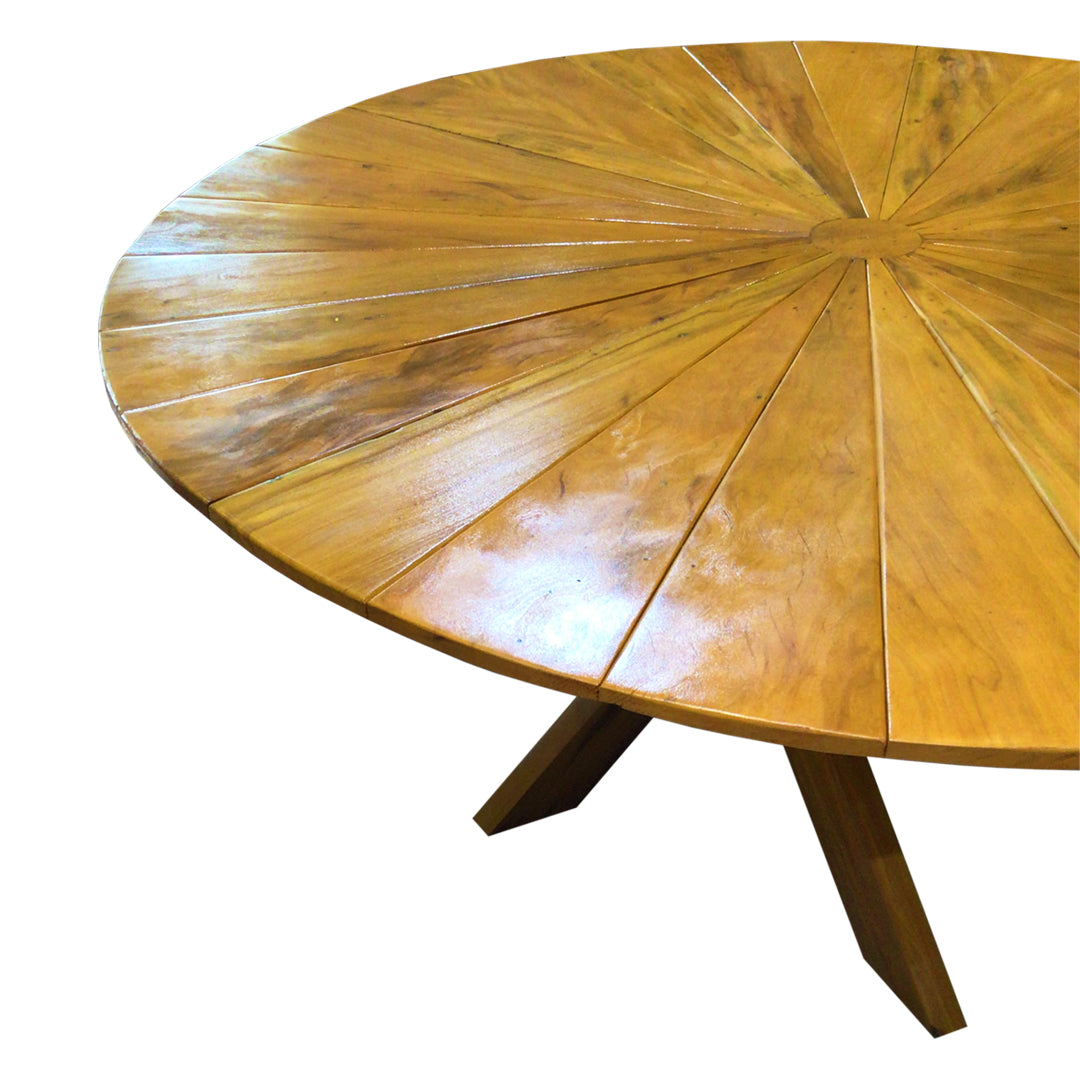Mesa de Jantar Redonda 180cm Tampo Nápoles Base Cruzada Madeira Maciça - 8 Lugares