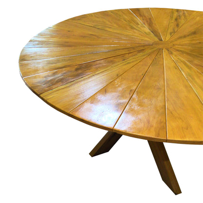 Mesa de Jantar Redonda 180cm Tampo Nápoles Base Cruzada Madeira Maciça - 8 Lugares