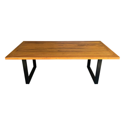 Mesa de Jantar Micheli 200x100cm Tampo Madeira Maciça e Base Ferro - 6 Lugares