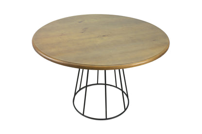 Mesa de Jantar Armação Redonda 120cm Madeira e Ferro - 5 Lugares