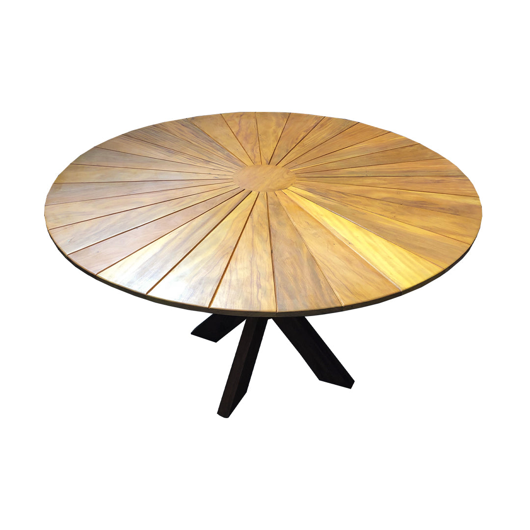 Mesa de Jantar Redonda 180cm Tampo Nápoles Base Monaco Madeira Maciça - 8 Lugares