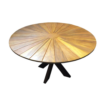 Mesa de Jantar Redonda 180cm Tampo Nápoles Base Monaco Madeira Maciça - 8 Lugares