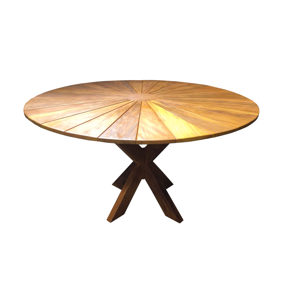 Mesa de Jantar Redonda 180cm Tampo Nápoles Base Monaco Madeira Maciça - 8 Lugares