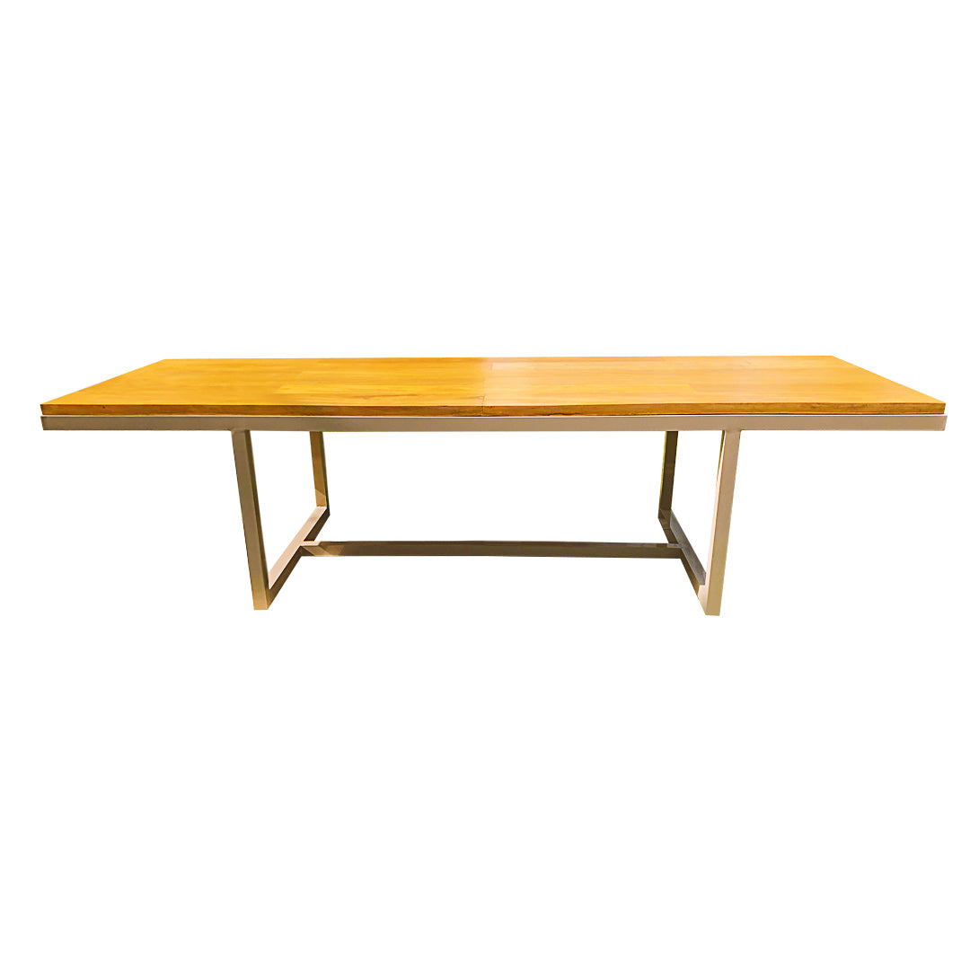 Mesa de Jantar Eliane 340x120cm Tampo Madeira Maciça Base Ferro - 12 Lugares