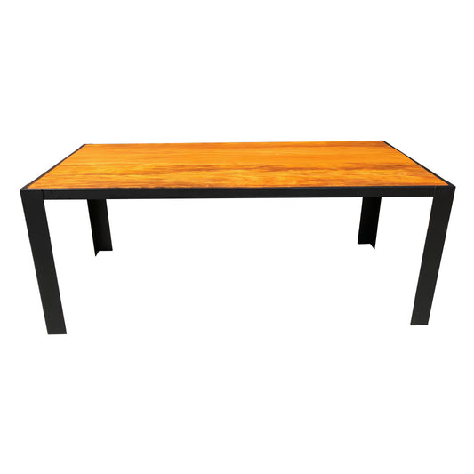 Mesa de Jantar Gabriela 220x110cm Tampo Madeira Maciça Base Ferro - 8 Lugares