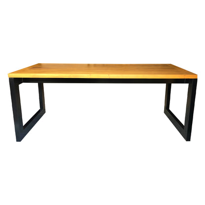 Mesa de Jantar Janoni 200x100cm Tampo Madeira Maciça Base Ferro - 6 Lugares