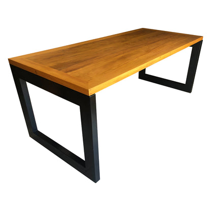 Mesa de Jantar Janoni 200x100cm Tampo Madeira Maciça Base Ferro - 6 Lugares