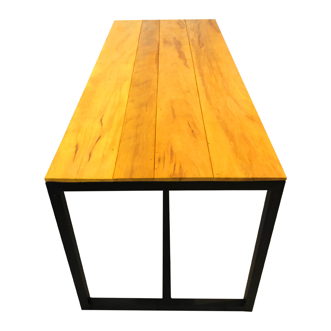 Mesa de comedor Michigan 200x100 cm con tapa de madera maciza y base de hierro - 6 plazas