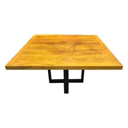 Mesa de Jantar Quadrada 150x150cm Tampo Madeira Maciça Base Montreal Ferro - 8 Lugares