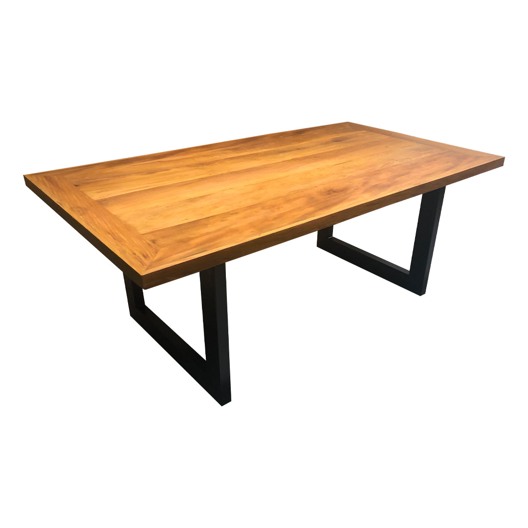 Vanessa Dining Table 250x120cm Solid Wood Top Iron Base - 8 Seats