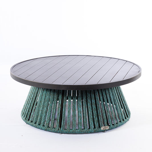 Mesa de Centro Astúcia Alumínio cor Preto com Corda Náutica Mescla Verde