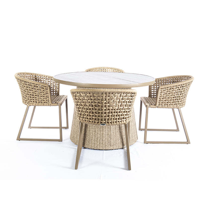 Mesa de comedor de aluminio dorado con fibra Fendi Color 1,50m - 5 plazas
