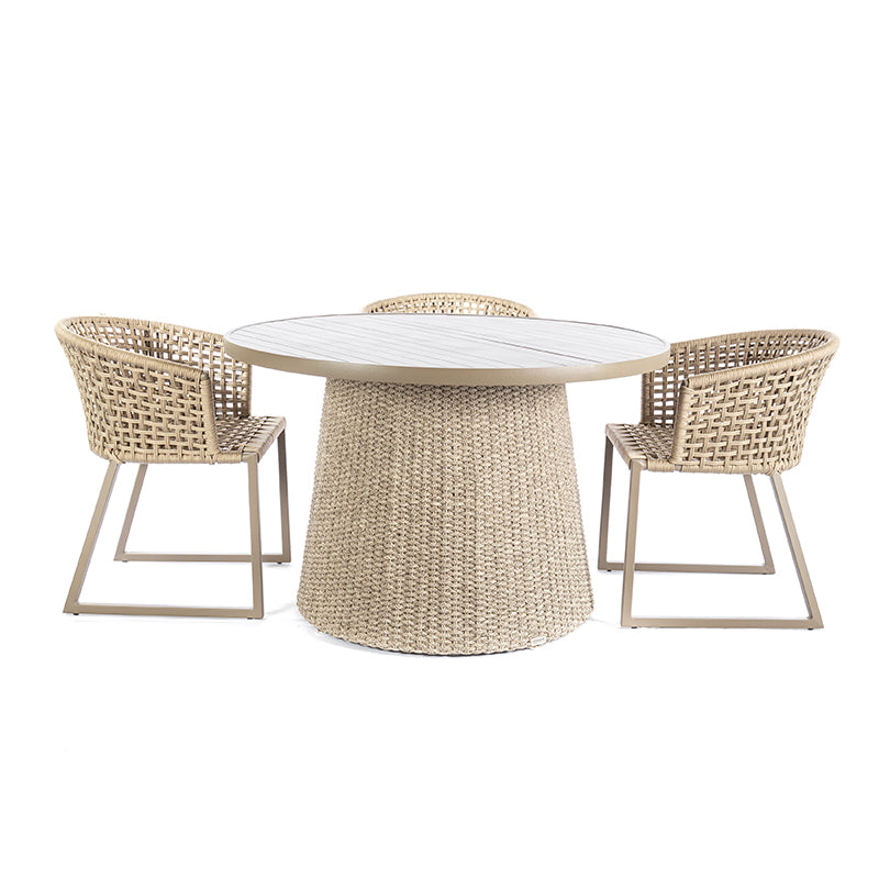 Mesa de comedor de aluminio dorado con fibra Fendi Color 1,50m - 5 plazas