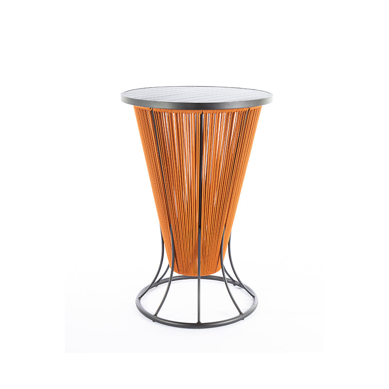 Mesa Bistro Italy Aluminio Negro con Cuerda Náutica Ocre