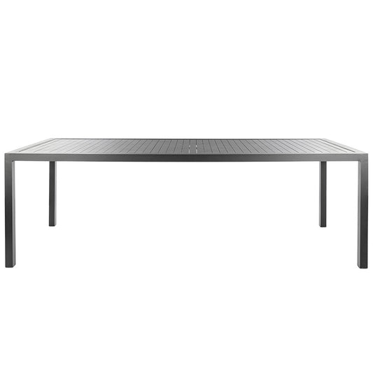 Mesa de Jantar Industrial Retangular Alumínio Cor Grafite 2,40m - 8 lugares