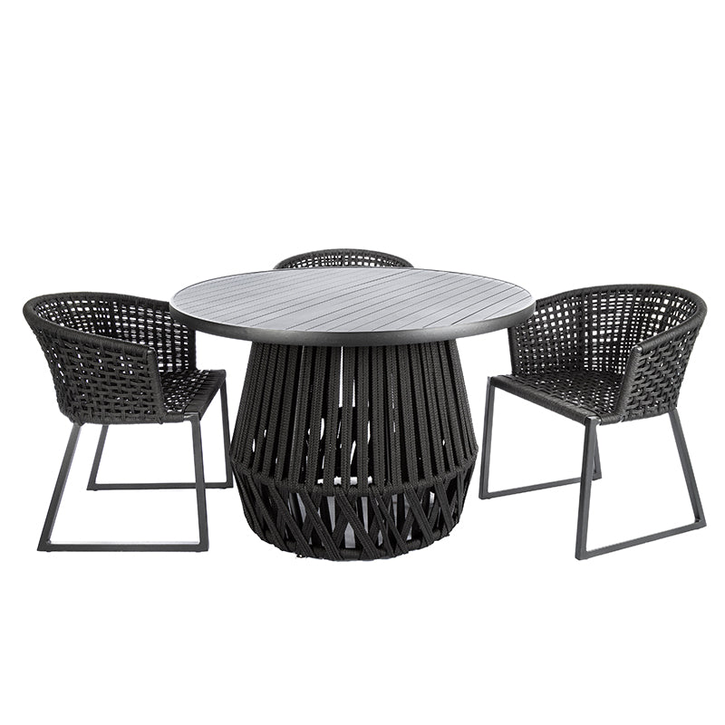 Mesa de Comedor Confort de Aluminio con Cuerda Náutica Color Negro 1,20m - 4 plazas