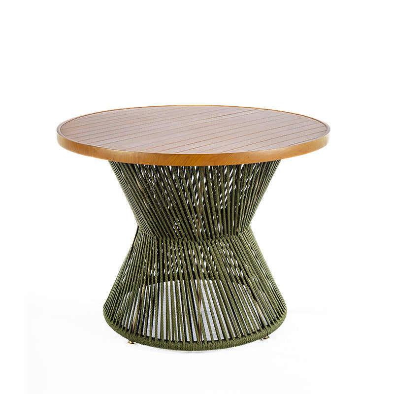 Mesa de Jantar Sol Alumínio cor Fendi com Corda Náutica Cor Verde Musgo 1,20m - 4 lugares