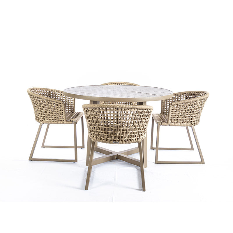 Mesa de comedor industrial redonda de aluminio Fendi Color 1,20 m - 4 asientos