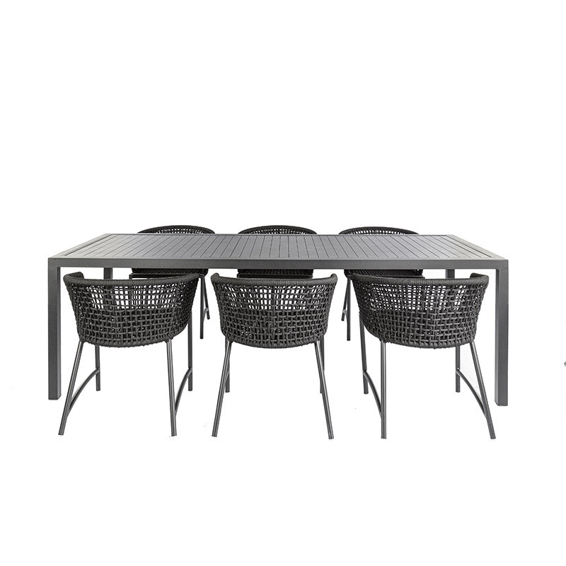 Mesa de Jantar Industrial Retangular Alumínio Cor Grafite 2,40m - 8 lugares