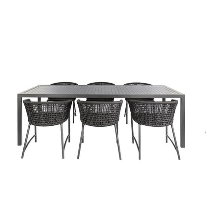 Mesa de Jantar Industrial Retangular Alumínio Cor Grafite 2,40m - 8 lugares