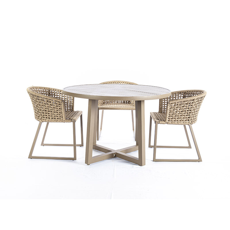 Mesa de comedor industrial redonda de aluminio Fendi Color 1,20 m - 4 asientos