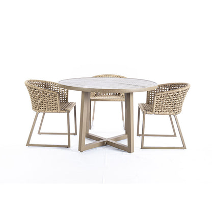 Mesa de comedor industrial redonda de aluminio Fendi Color 1,20 m - 4 asientos