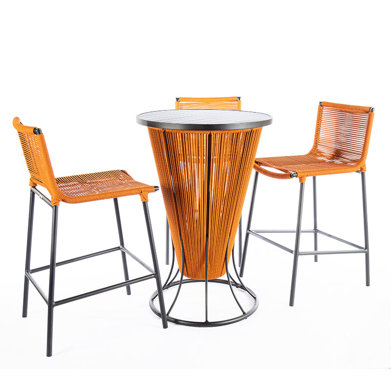 Mesa Bistro Italy Aluminio Negro con Cuerda Náutica Ocre