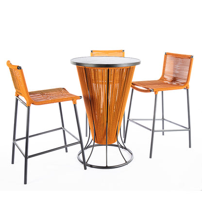 Mesa Bistro Italy Aluminio Negro con Cuerda Náutica Ocre