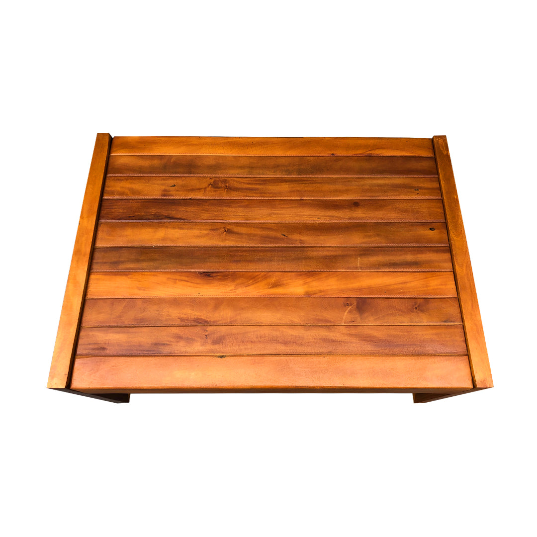 Slim Coffee Table 60x70cm Solid Wood with Nautical Rope