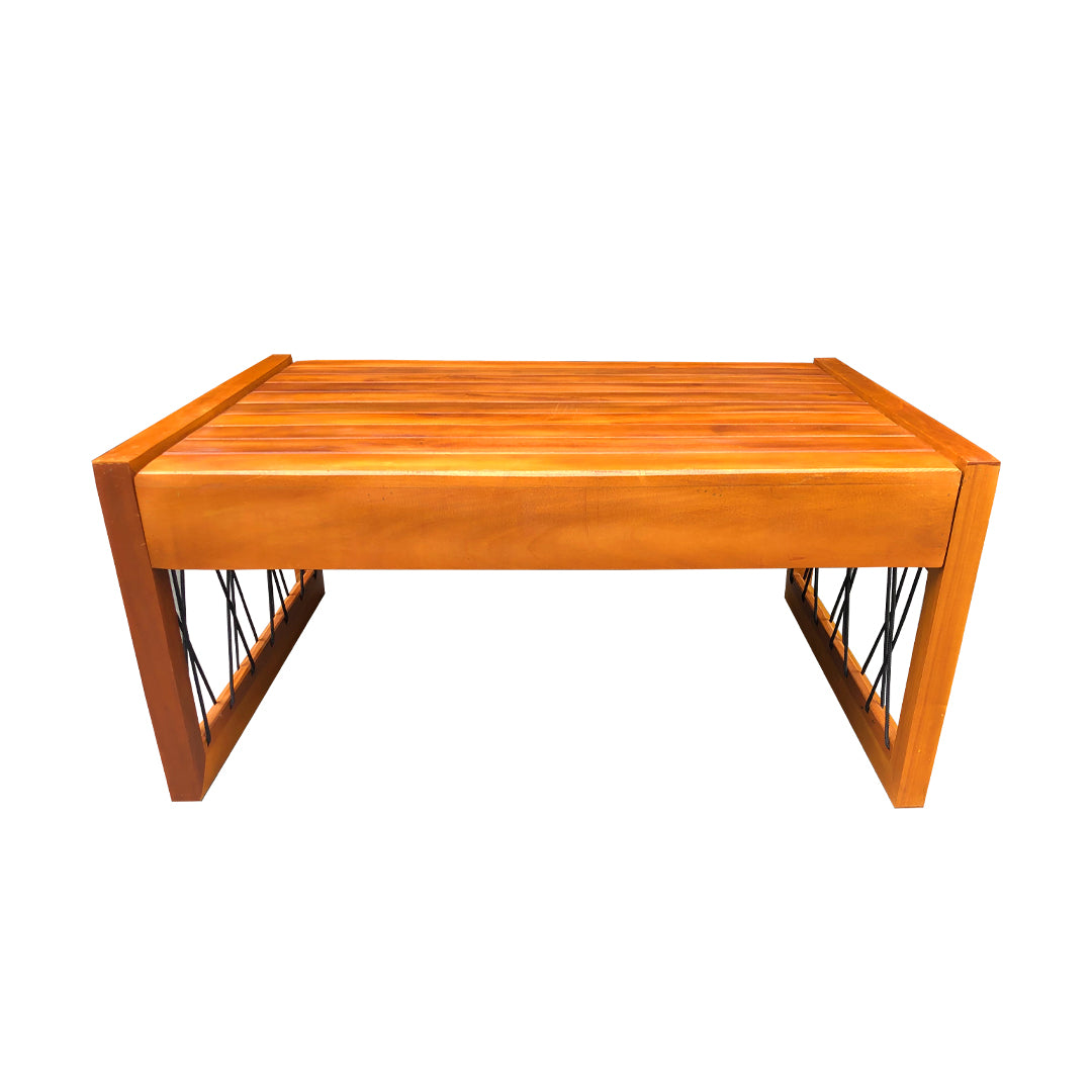 Slim Coffee Table 60x70cm Solid Wood with Nautical Rope