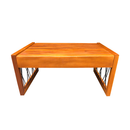 Slim Coffee Table 60x70cm Solid Wood with Nautical Rope