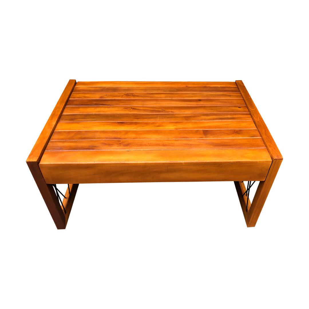 Slim Coffee Table 60x70cm Solid Wood with Nautical Rope
