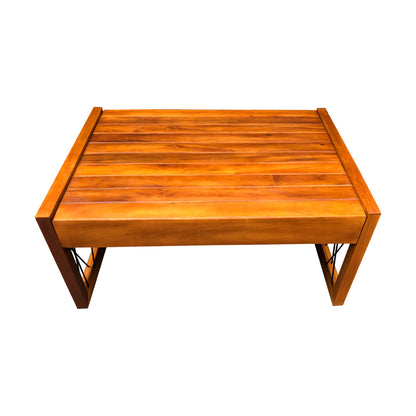 Slim Coffee Table 60x70cm Solid Wood with Nautical Rope