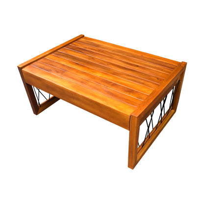 Slim Coffee Table 60x70cm Solid Wood with Nautical Rope