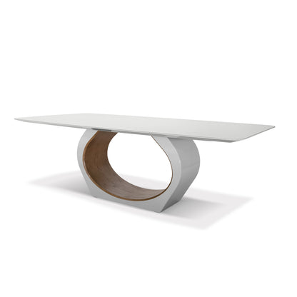 Cannes Dining Table 240x120cm Wood with Off-White Glass Top - 8 Seats