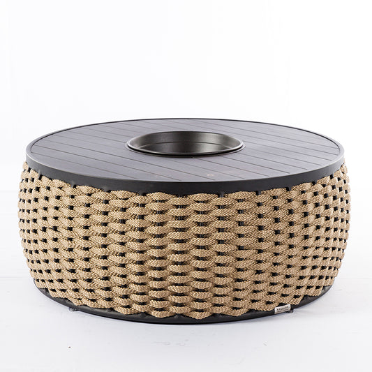 Ilustre Mesa de Centro Chapanheira Aluminio Negro con Cuerda Náutica Bronce