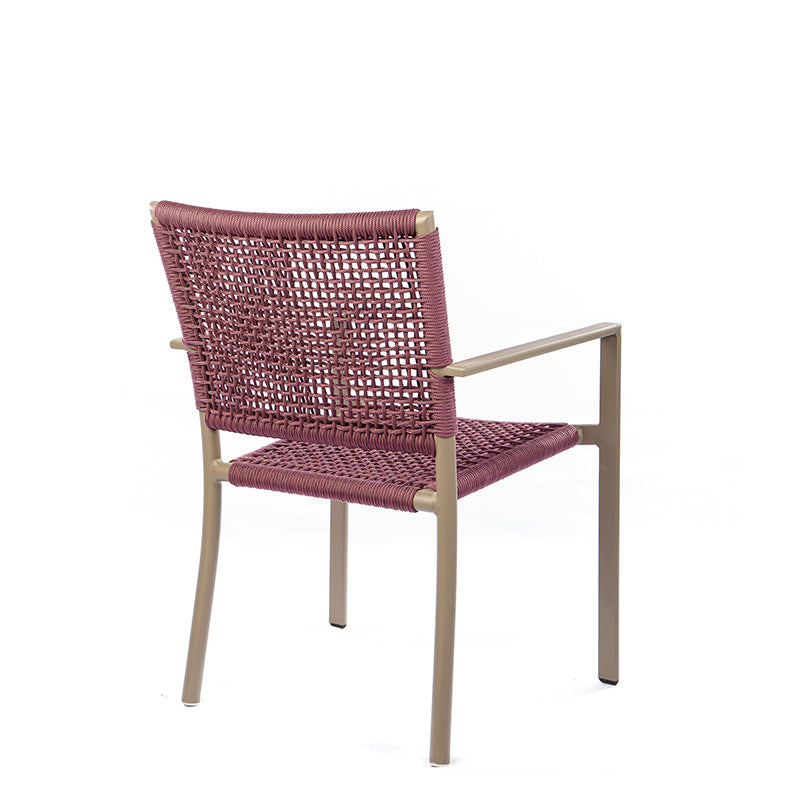 Silla Estrella con Brazo en Color Aluminio Fendi Cuerda Náutica Color Vino