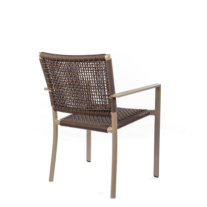 Cadeira Star com Braço em Alumínio Cor Bege Corda Náutica Cor Marrom