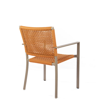 Star Chair with Aluminum Armrest in Fendi Color and Ocher Nautical Rope
