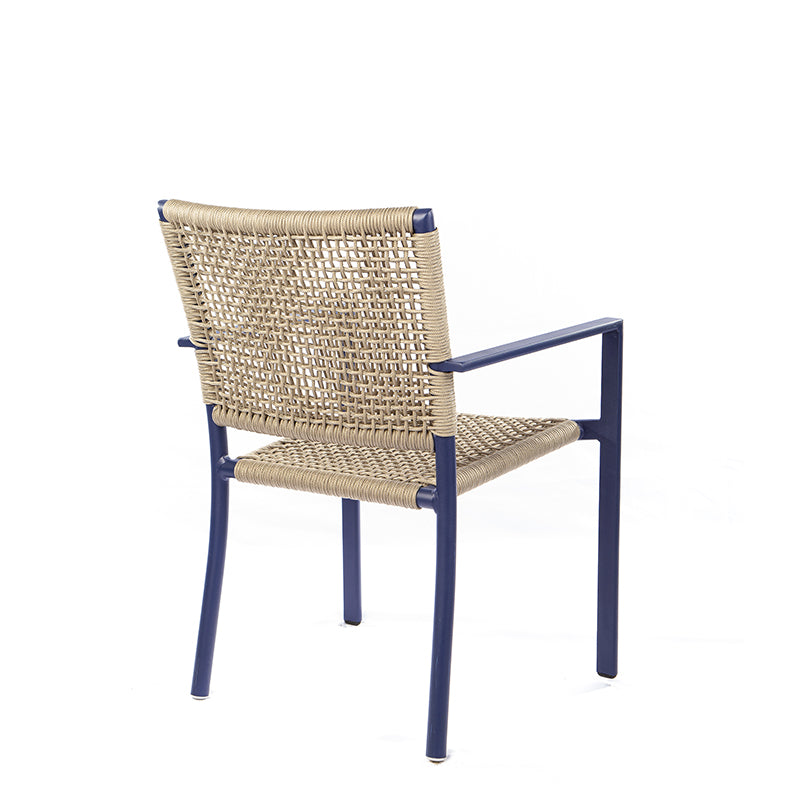 Star Chair with Blue Aluminum Armrest and Sand Color Nautical Rope