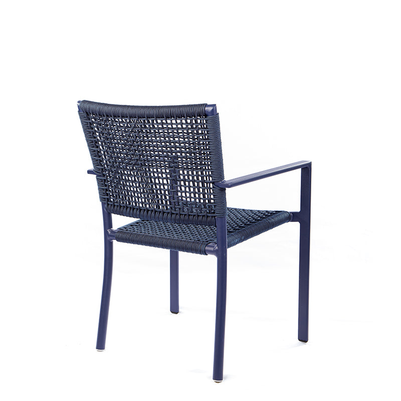 Star Chair with Aluminum Armrest in Blue Color and Nautical Rope in Blue Color